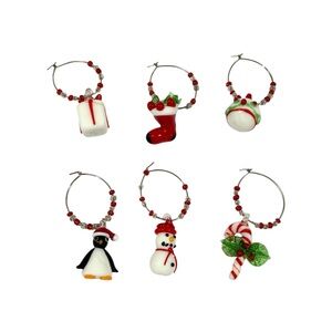 Christmas Drink Charms Wine Glass Stem Pier 1 Imports Holiday Theme